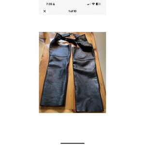 Steer Brand Womens Sz M Leather Black Chaps Biker/Motorcycle/Equestrian